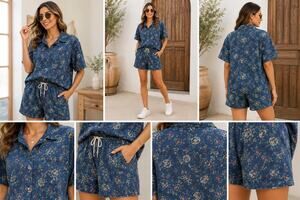 Floral Denim Lounge Set